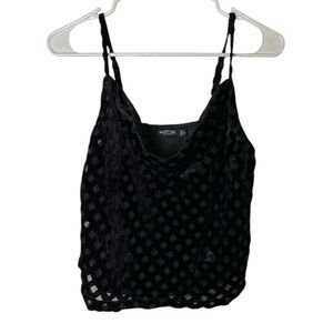 Nasty Gal Black Checkered Velvet Cowneck Camisole